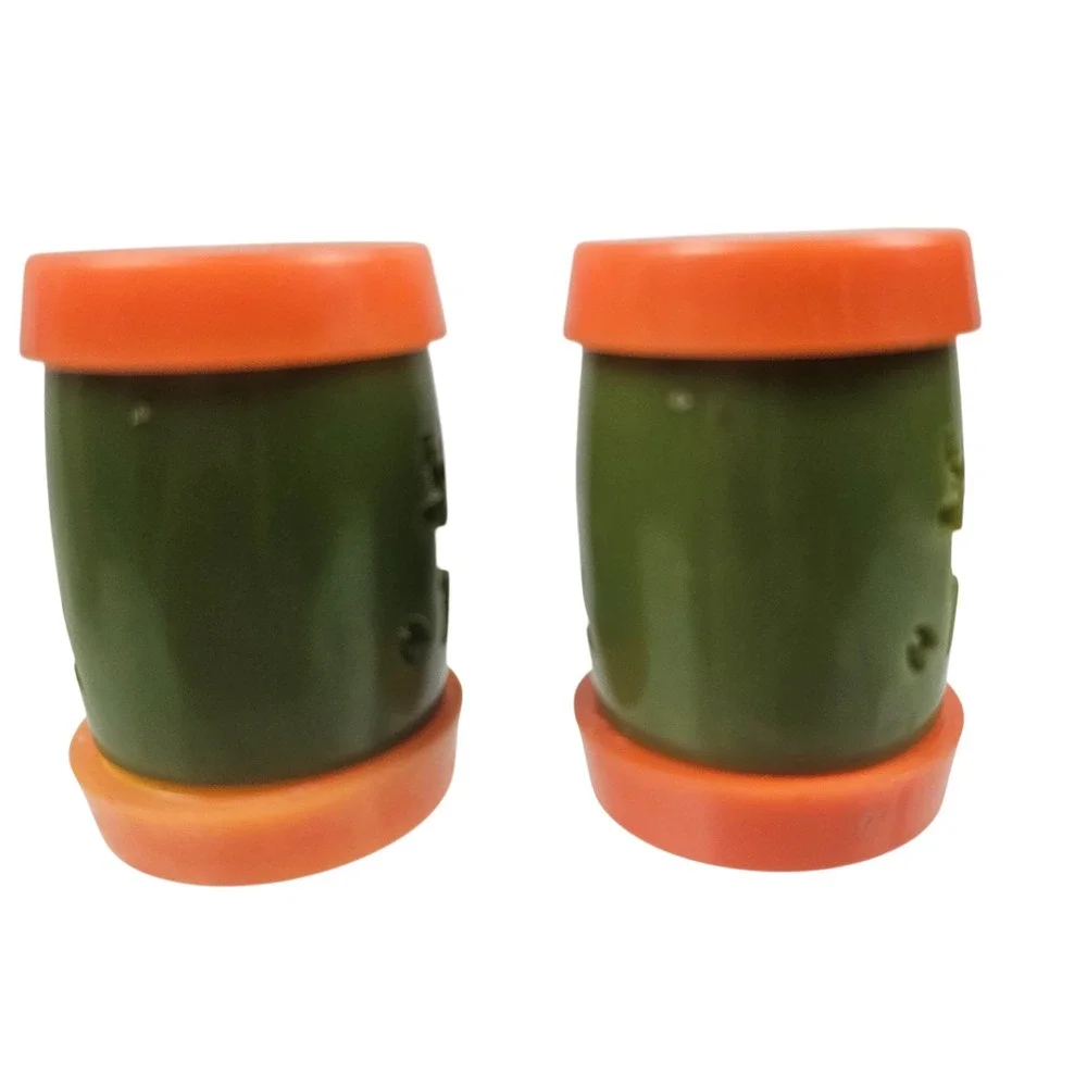 Vintage St. Labre Indian School Montana Plastic Salt Pepper Shakers Green Orange